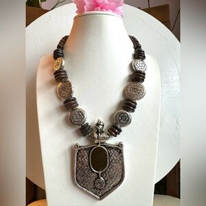 Stunning vintage Tibetan tribal style Yak bone,Tibetan silver handmade necklace